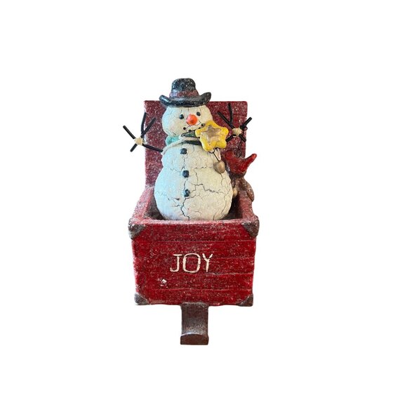 Vintage Jack In the Box Snowman " Joy" Stocking Holder Christmas Accent Decor - Picture 1 of 7
